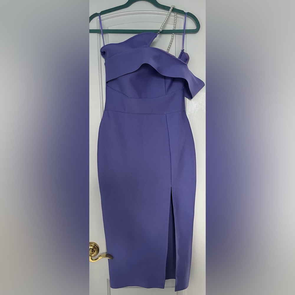 SHEIN Purple Off the Shoulder Pearl Bodycon Stretchy Midi Dress Women’s Medium - Picture 4 of 9